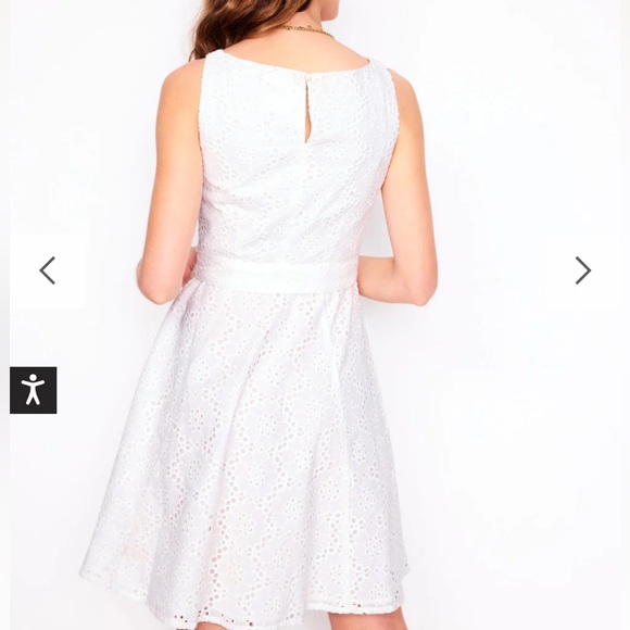 Boden Anya Sleeveless Broderie Dress White 6 - Picture 3 of 7